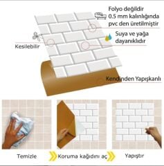 FAYANS ÜSTÜ PVC KAPLAMA 30 X 30  METRO KARO DESENLİ - 849