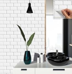 FAYANS ÜSTÜ PVC KAPLAMA 30 X 30  METRO KARO DESENLİ - 849