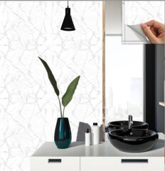 FAYANS ÜSTÜ PVC KAPLAMA 30 X 30  SİLVER MERMER DESENLİ - 854