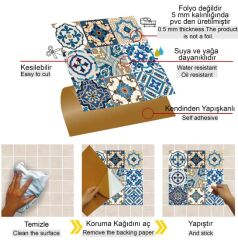 FAYANS ÜSTÜ PVC KAPLAMA 30 X 30 ETNİK KARO DESENLİ - 229