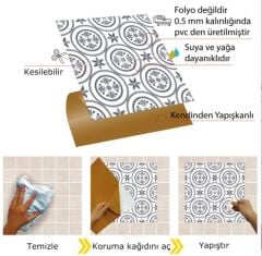 FAYANS ÜSTÜ PVC KAPLAMA 30 X 30 Geometrik 030  KARO DESENLİ - 235