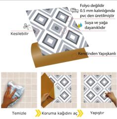 FAYANS ÜSTÜ PVC KAPLAMA 30 X 30 Geometrik 031  KARO DESENLİ - 236