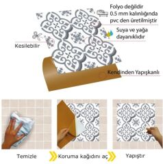 FAYANS ÜSTÜ PVC KAPLAMA 30 X 30 Geometrik 036  KARO DESENLİ - 241