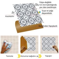 FAYANS ÜSTÜ PVC KAPLAMA 30 X 30 Geometrik 038  KARO DESENLİ - 243