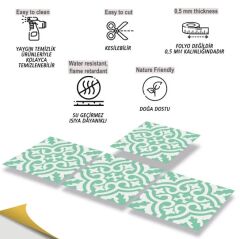 FAYANS ÜSTÜ PVC KAPLAMA 30 X 30 SOLO YEŞİL DESENLİ - 245