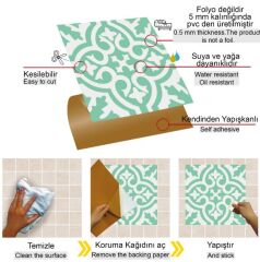 FAYANS ÜSTÜ PVC KAPLAMA 30 X 30 SOLO YEŞİL DESENLİ - 245