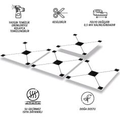 FAYANS ÜSTÜ PVC KAPLAMA 30 X 30 SOLO YEŞİLGEOMETRİK SİYAH DESENLİ - 246