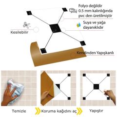 FAYANS ÜSTÜ PVC KAPLAMA 30 X 30 SOLO YEŞİLGEOMETRİK SİYAH DESENLİ - 246