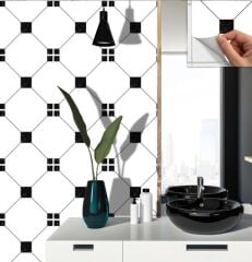 FAYANS ÜSTÜ PVC KAPLAMA 30 X 30 SOLO YEŞİLGEOMETRİK SİYAH DESENLİ - 246