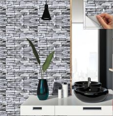 FAYANS ÜSTÜ PVC KAPLAMA 30 X 30  GRİ TAŞ DESENLİ - 821