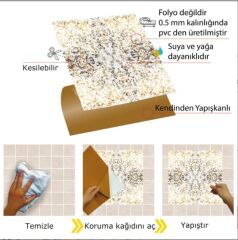 FAYANS ÜSTÜ PVC KAPLAMA 30 X 30  MERMER 011 DESENLİ - 836