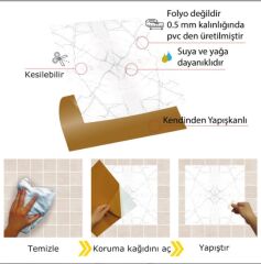 FAYANS ÜSTÜ PVC KAPLAMA 30 X 30  MERMER BEYAZ DESENLİ - 846