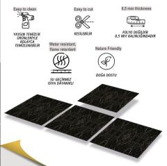 FAYANS ÜSTÜ PVC KAPLAMA 30 X 30  MERMER SİYAH DESENLİ - 847