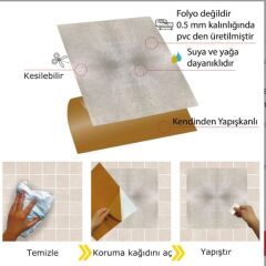 FAYANS ÜSTÜ PVC KAPLAMA 30 X 30  METALİK MERMER DESENLİ - 848