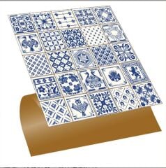FAYANS ÜSTÜ PVC KAPLAMA 30 X 30  MODERN MAVİ KARO DESENLİ - 850