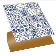 FAYANS ÜSTÜ PVC KAPLAMA 30 X 30  MODERN MAVİ KARO DESENLİ - 850