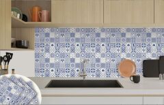FAYANS ÜSTÜ PVC KAPLAMA 30 X 30  MODERN MAVİ KARO DESENLİ - 850