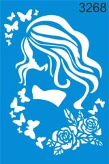 Stencıl Çiçekli Kadın Desen - 3268