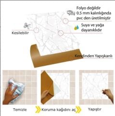 FAYANS ÜSTÜ PVC KAPLAMA 30 X 30  SİLVER MERMER DESENLİ - 854