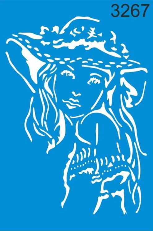 Stencıl Şapkalı Kadın Desen - 3267