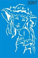 Stencıl Şapkalı Kadın Desen - 3267