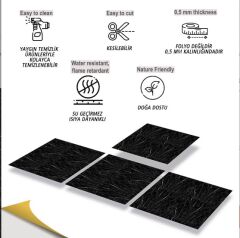 FAYANS ÜSTÜ PVC KAPLAMA 30 X 30  SİYAH MERMER DESENLİ - 855
