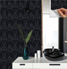 FAYANS ÜSTÜ PVC KAPLAMA 30 X 30  SİYAH MERMER DESENLİ - 855