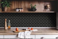 FAYANS ÜSTÜ PVC KAPLAMA 30 X 30  SİYAH METRO DESENLİ - 856