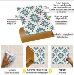 FAYANS ÜSTÜ PVC KAPLAMA 30 X 30  YEŞİL ÇİÇEK BAHÇESİ DESENLİ - 857