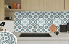 FAYANS ÜSTÜ PVC KAPLAMA 30 X 30  YEŞİL ÇİÇEK BAHÇESİ DESENLİ - 857