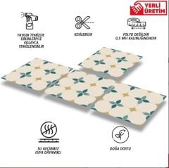 FAYANS ÜSTÜ PVC KAPLAMA 30 X 30  ZÜMRÜT ÇİÇEKLİ DESENLİ - 861