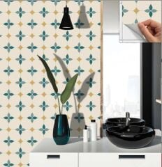 FAYANS ÜSTÜ PVC KAPLAMA 30 X 30  ZÜMRÜT ÇİÇEKLİ DESENLİ - 861