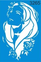 Stencıl Çiçekli Kadın Desen - 3265