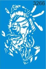 Stencıl Kızılderili Kadın Desen - 3266