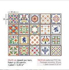 Kendinden Yapışkanlı OYUN DESENLİ Dekoratif Mini Pvc Karo 205