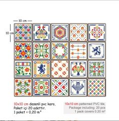 Kendinden Yapışkanlı OYUN DESENLİ Dekoratif Mini Pvc Karo 205