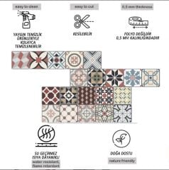 Kendinden Yapışkanlı PATCHWORK DESENLİ Dekoratif Mini Pvc Karo 206