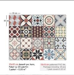 Kendinden Yapışkanlı PATCHWORK DESENLİ Dekoratif Mini Pvc Karo 206