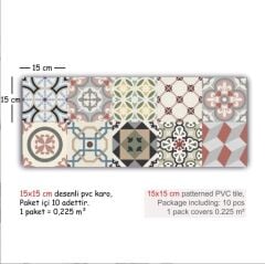 Kendinden Yapışkanlı PATCHWORK DESENLİ Dekoratif Mini Pvc Karo 206