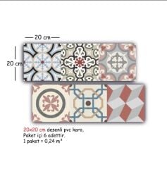 Kendinden Yapışkanlı PATCHWORK DESENLİ Dekoratif Mini Pvc Karo 206