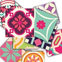 Kendinden Yapışkanlı PEMBE DESENLİ Dekoratif Mini Pvc Karo 207
