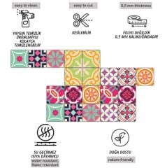 Kendinden Yapışkanlı PEMBE DESENLİ Dekoratif Mini Pvc Karo 207