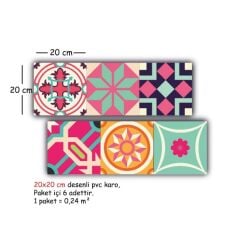 Kendinden Yapışkanlı PEMBE DESENLİ Dekoratif Mini Pvc Karo 207