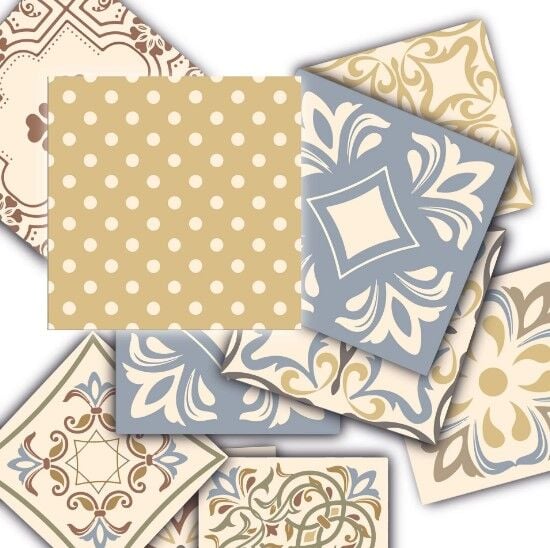 Kendinden Yapışkanlı RETRO SARI DESENLİ Dekoratif Mini Pvc Karo 208