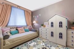 Kendinden Yapışkanlı RETRO YEŞİL DESENLİ Dekoratif Mini Pvc Karo 209