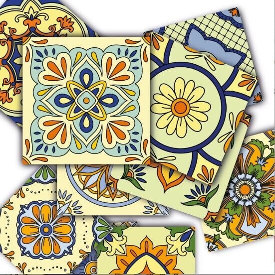 Kendinden Yapışkanlı SARI TİLE DESENLİ Dekoratif Mini Pvc Karo 210