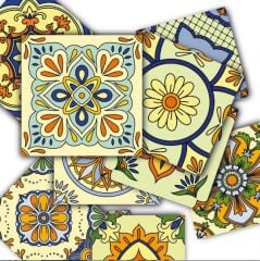 Kendinden Yapışkanlı SARI TİLE DESENLİ Dekoratif Mini Pvc Karo 210