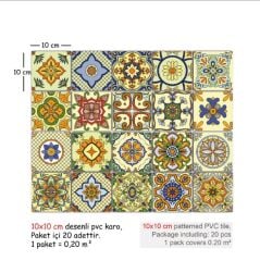 Kendinden Yapışkanlı SARI TİLE DESENLİ Dekoratif Mini Pvc Karo 210