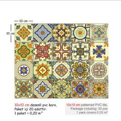 Kendinden Yapışkanlı SARI TİLE DESENLİ Dekoratif Mini Pvc Karo 210
