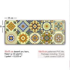 Kendinden Yapışkanlı SARI TİLE DESENLİ Dekoratif Mini Pvc Karo 210